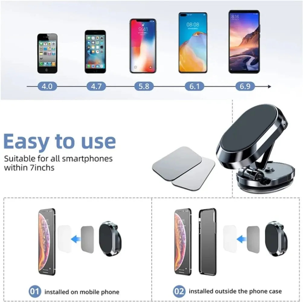 New Alloy Folding Magnetic Car Phone Holder